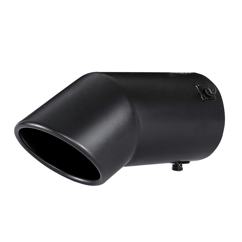 TriTrust Exhaust Tip, 2.75-3 inch inlet adjustable, 3.5'' Outlet 8'' Long Muffler Tip, Black Powder Coated Stainless Steel Truck Car Turn Down Tail Tip, Clamp On Tailpipe - Image 1